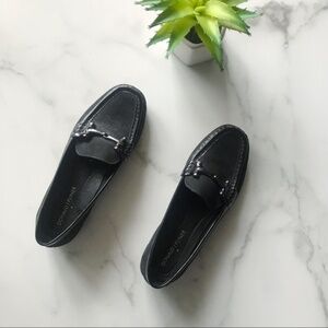Donald J. Pliner FILO Distressed Black Metallic Horsebit Loafer Size 5.5